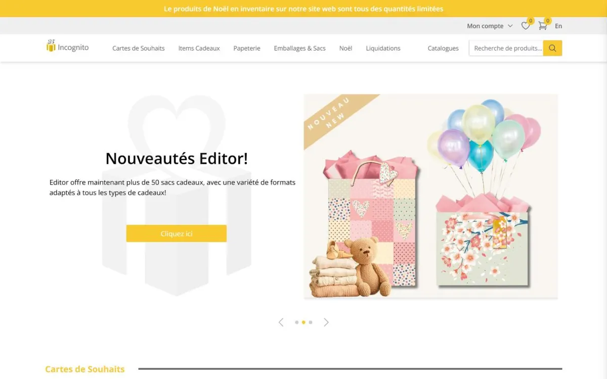 Page d’accueil de incognitodistribution.ca