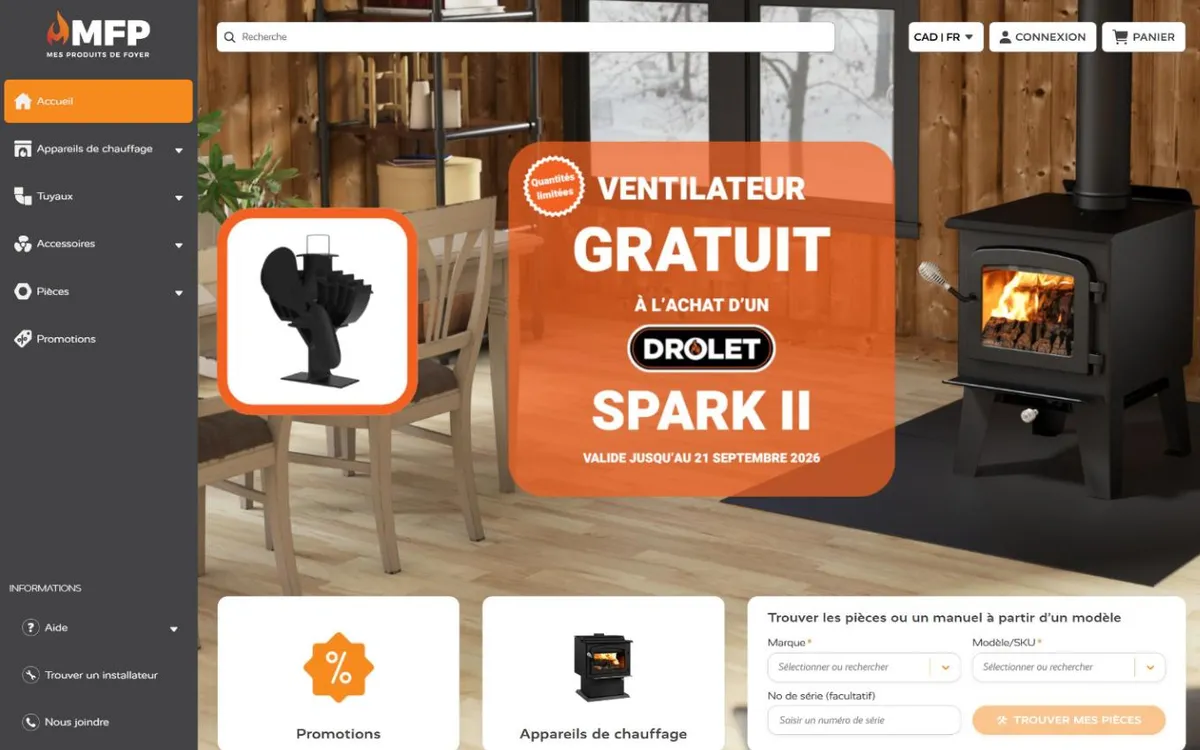 Page d’accueil de myfireplaceproducts.com